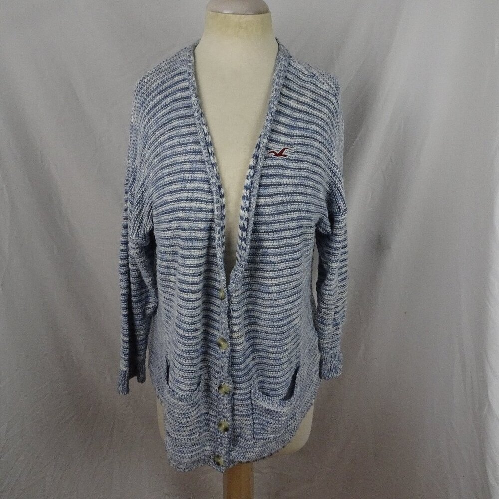 Hollister Women Blue Cardigan Sweater Size L
